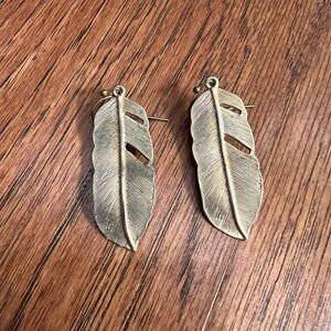 Gold Feather Earrings